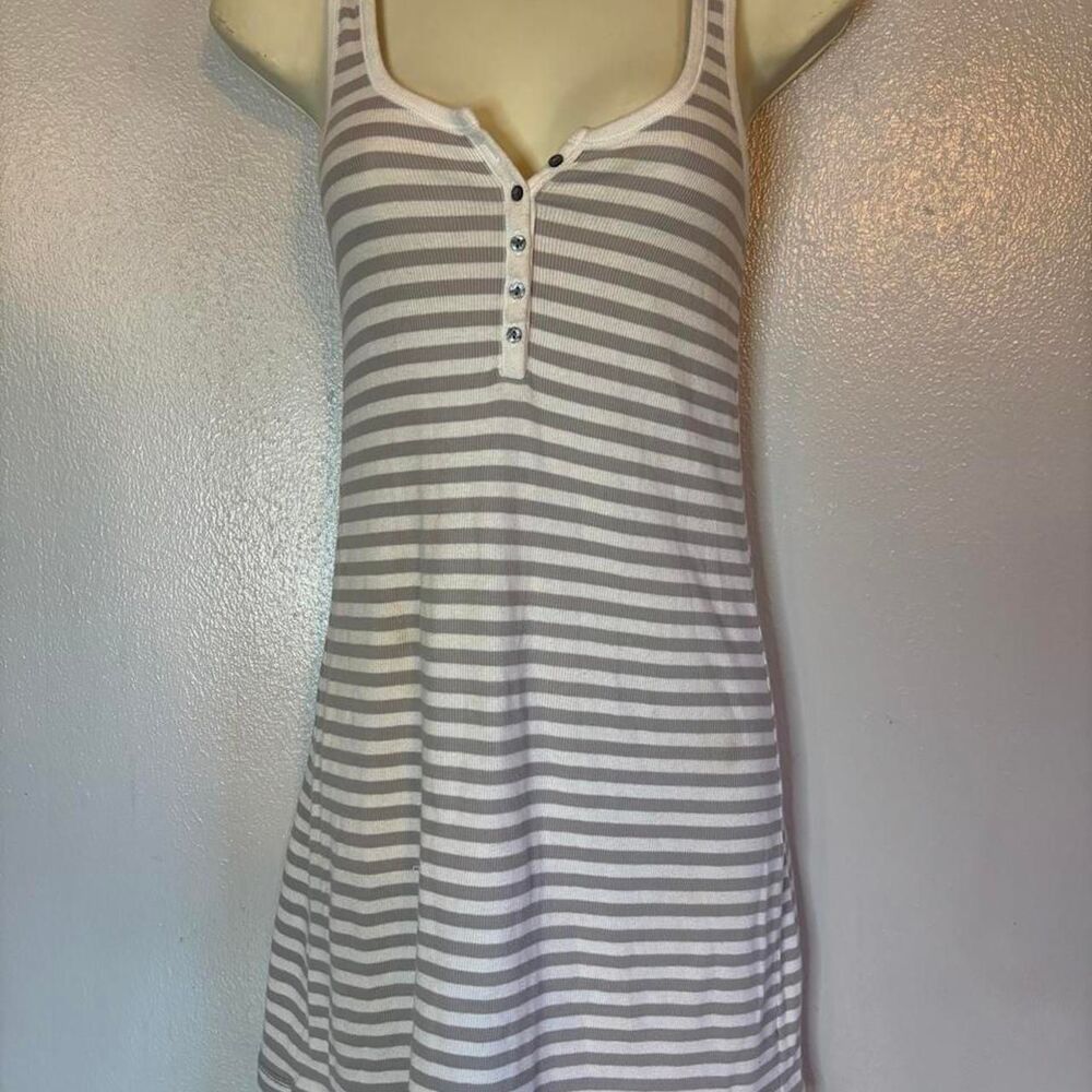 VTG Abercrombie & Fitch Y2K Striped Henley Dress Small Bella Swan Twilight Core